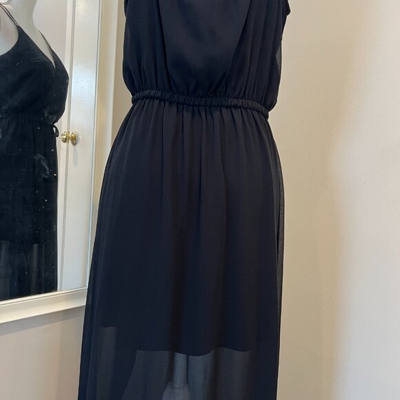 NWT Guess Black Double Strap Chiffon Maxi Dress, Size Large - Picture 13 of 16